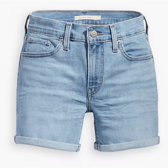 Levi’s Light Wash Mid Rise Mid Length Shorts in Oahu Clouds Size 27 - Picture 5 of 12